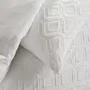 Today Essential - Parure de lit 2 personnes blanc effet tufté losange, Housse de couette 220x240 cm + 2 taies 63x63 cm, 100% polyester, Lavable 40°C