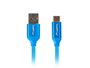 Lanberg Câble USB 2.0 Type C vers USB-A Mâle 1m - Charge Rapide 3.0, Gaine Tissu, Connecteurs Dorés, Bleu