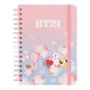 ERIK - Carnet A5 à reliure Wire-O 90 pages thème Sakura BT21, couverture rigide avec élastique et pochette intérieure