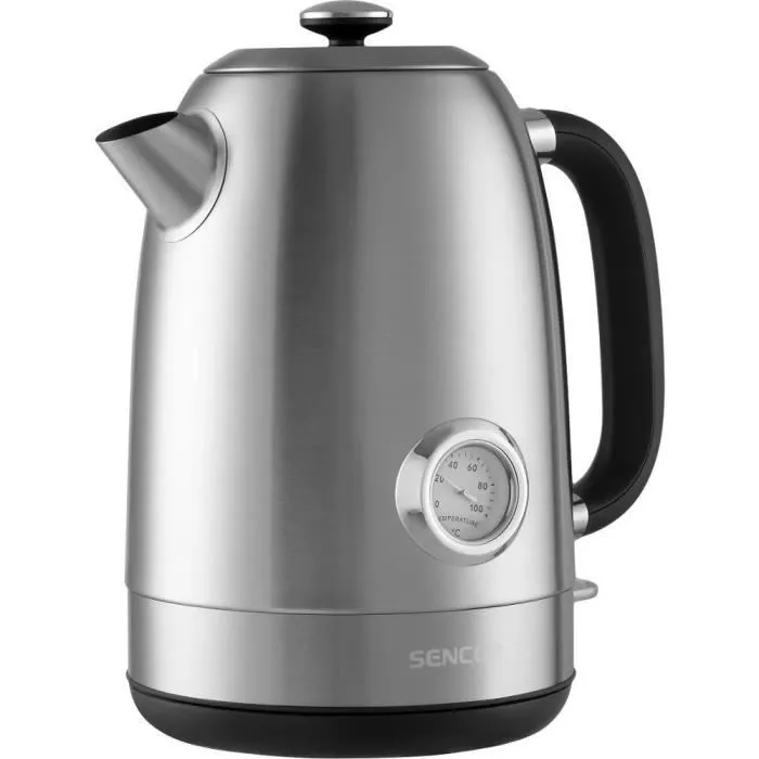Sencor SWK1799SS Bouilloire Électrique 1,7 L 2200W Inox avec Thermomètre à Aiguille, Sélecteur de Température et Filtre Anti-Calcaire