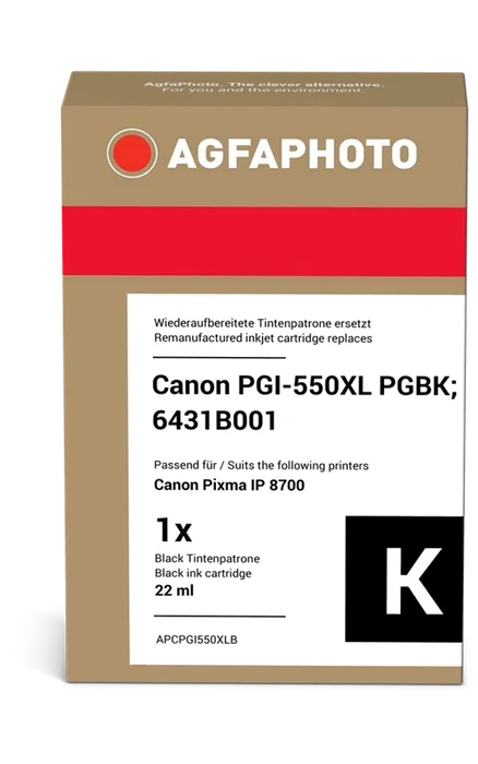 Agfa Photo PGI-550pgbk XL (6431B001) Cartouche d'encre noir compatible Canon Agfa Photo PGI-550pgbk XL (6431B001) Cartouche d'encre noir compatible Canon