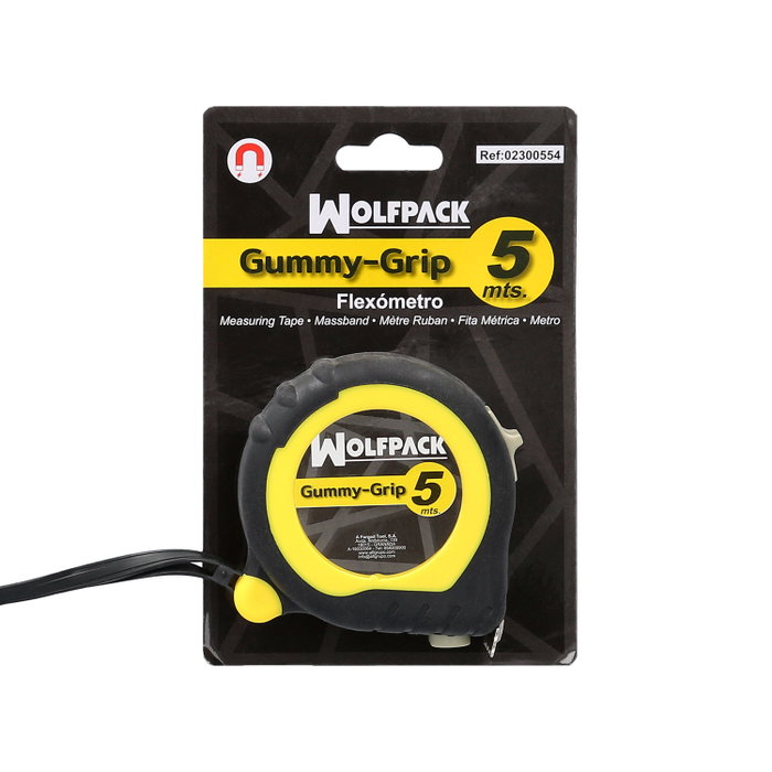 WOLFPACK LINEA PROFESIONAL Mètre déroulant Grip Topline à blocage 5m