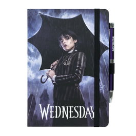 ERIK Carnet A5 premium + stylo projecteur Mercredi Addams