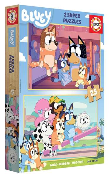 Educa Puzzle Bois Bluey 2 x 25 pièces - Âge recommandé 3 à 6 ans - Langue espagnol, anglais Educa Puzzle Bois Bluey 2 x 25 pièces - Âge recommandé 3 à 6 ans - Langue espagnol, anglais