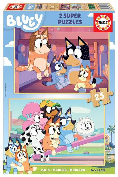 Educa Puzzle Bois Bluey 2 x 25 pièces - Âge recommandé 3 à 6 ans - Langue espagnol, anglais Educa Puzzle Bois Bluey 2 x 25 pièces - Âge recommandé 3 à 6 ans - Langue espagnol, anglais
