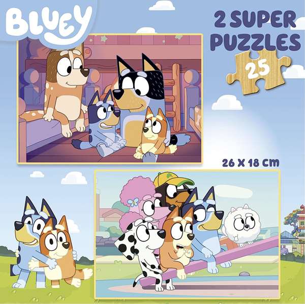 Educa Puzzle Bois Bluey 2 x 25 pièces - Âge recommandé 3 à 6 ans - Langue espagnol, anglais Educa Puzzle Bois Bluey 2 x 25 pièces - Âge recommandé 3 à 6 ans - Langue espagnol, anglais