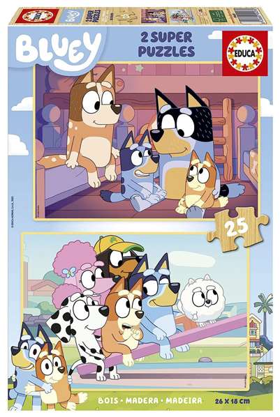 Educa Puzzle Bois Bluey 2 x 25 pièces - Âge recommandé 3 à 6 ans - Langue espagnol, anglais Educa Puzzle Bois Bluey 2 x 25 pièces - Âge recommandé 3 à 6 ans - Langue espagnol, anglais