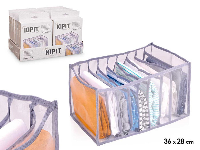 Kipit Organisateur 9 Compartiments Chemises 36x28x20 cm Gris Nylon (Set de 24) Kipit Organisateur 9 Compartiments Chemises 36x28x20 cm Gris Nylon (Set de 24)