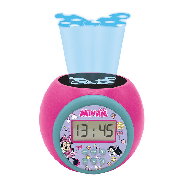 LEXIBOOK Réveil Projecteur Minnie Disney avec Répétition, Alarme, Lumière Nocturne et Affichage LCD à Piles