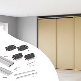 Emuca Système de montage en surface Flow 2 en kit pour 2 portes coulissantes, Anodisé mat