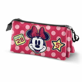 Trousse Fourre-Tout Triple Minnie Mouse Rose 23 x 8 x 11 cm