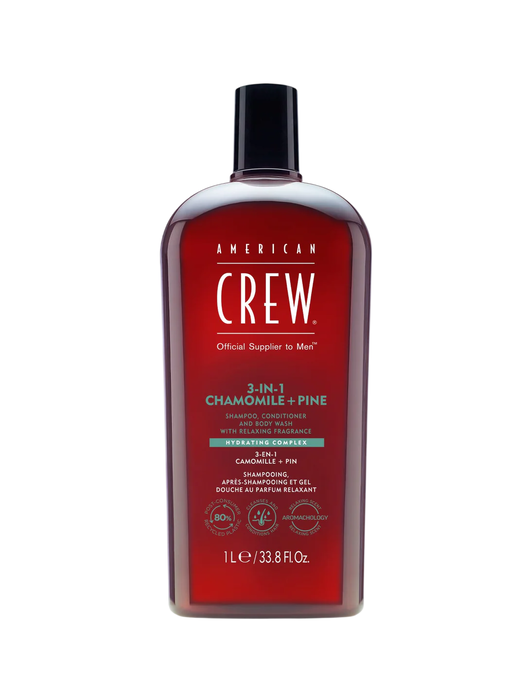 American Crew 3-in-1 Camomille et Pin Shampooing Après-shampooing Gel Douche 3-en-1 Hydratant 250 ml Homme American Crew 3-in-1 Camomille et Pin Shampooing Après-shampooing Gel Douche 3-en-1 Hydratant 250 ml Homme