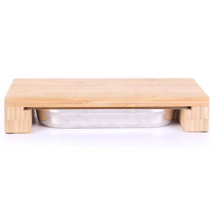 Cook Concept Planche à découper en bambou avec tiroir en acier inoxydable