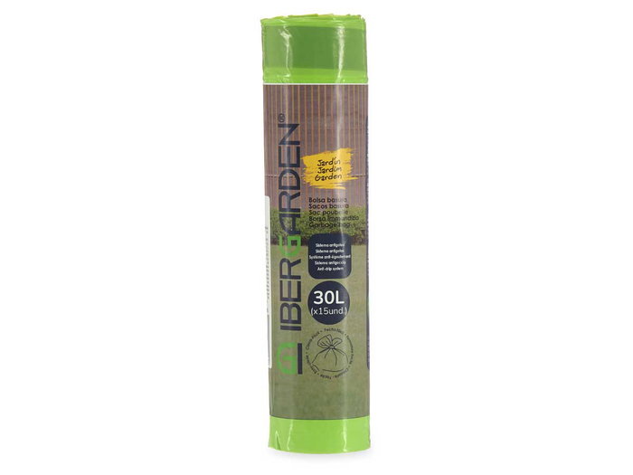 Ibergarden Sacs Poubelle Autocollants Parfumés 30L 15 Pièces Vert Polyéthylène 55x55 cm (Set de 24)