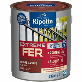 Ripolin Peinture Extreme Fer Rouge Basque Brillant RAL 3004 - 2 L
