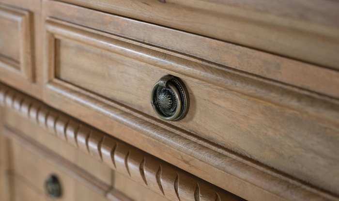 GINER Y COLOMER Buffet 4 tiroirs et 4 portes en bois de manguier massif 200 cm - Couleur Naturelle, Meuble Artisanal en Bois Récupéré