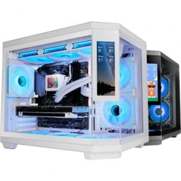 Mars Gaming Boîtier PC Semi-Tour MC3TCORELCDM Micro-ATX Blanc, écran IPS 7.2", Triple Vitre Trempée, USB-C