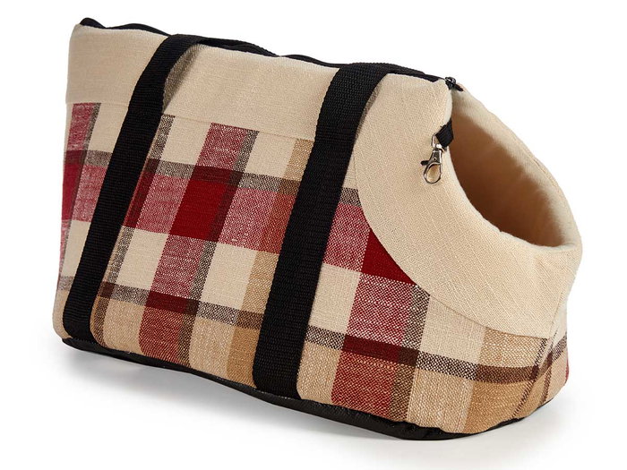 Mascow Transportin pour animal de compagnie en tissu à carreaux assortis 28x39x40 cm avec matériau polyester, bleu/rouge résistant à l'eau (Set de 6)