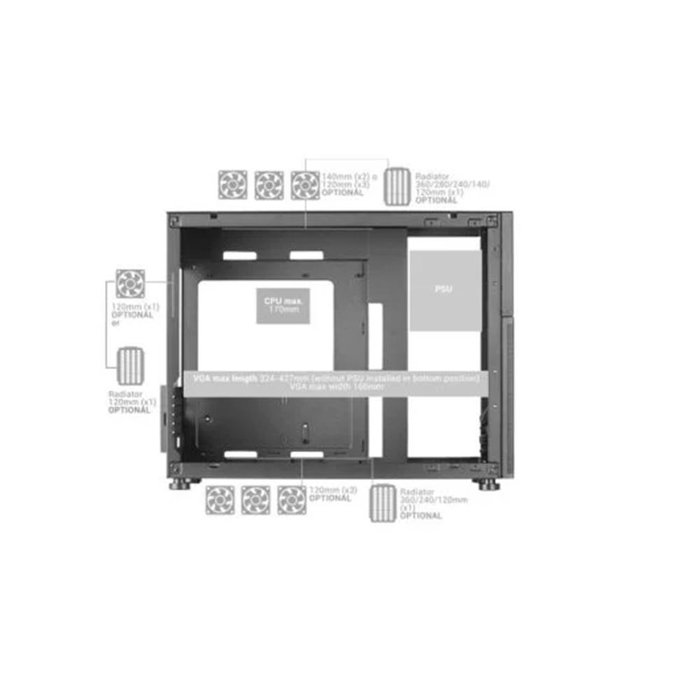 Mars Gaming MC-LCD Boîtier PC Mini Tour Micro-ATX Noir avec Écran LCD 8 Pouces IPS
