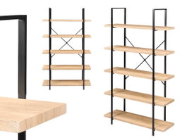 Giftdecor Étagère 5 étagères 100x174x32 cm métal PVC bois noir