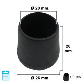 MAURER Embouts coniques noirs 20mm, blister de 4 pièces