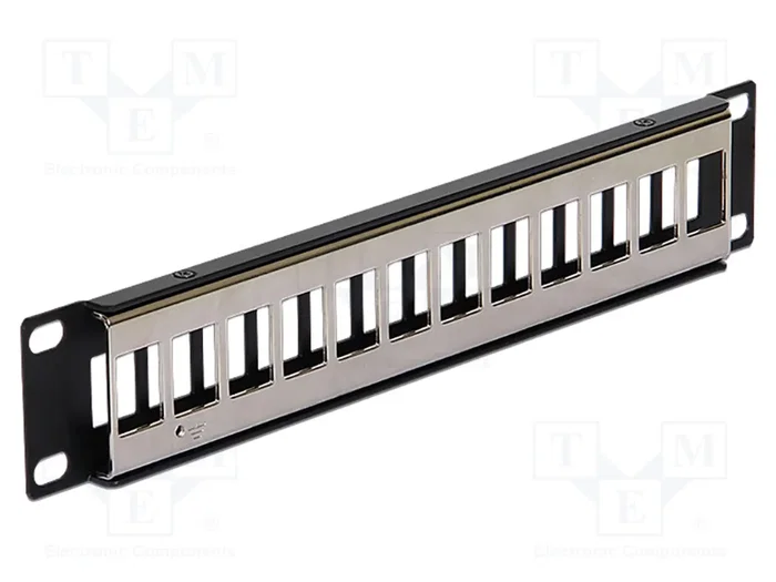 DELOCK Panneau de brassage Keystone 12 ports, rack 10 pouces, noir