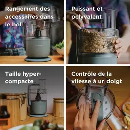 Kenwood FDP22.000GY Robot multifonction 650W avec fonction Pulse, bol 1.3L et accessoires lavables au lave-vaisselle - Gris bleu