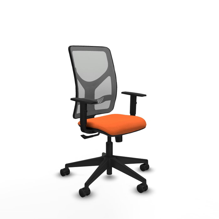 PIQUERAS Y CRESPO Chaise Motilla Synchro Orange et Gris, Base pyramidale noire, Accoudoir 1D PIQUERAS Y CRESPO Chaise Motilla Synchro Orange et Gris, Base pyramidale noire, Accoudoir 1D
