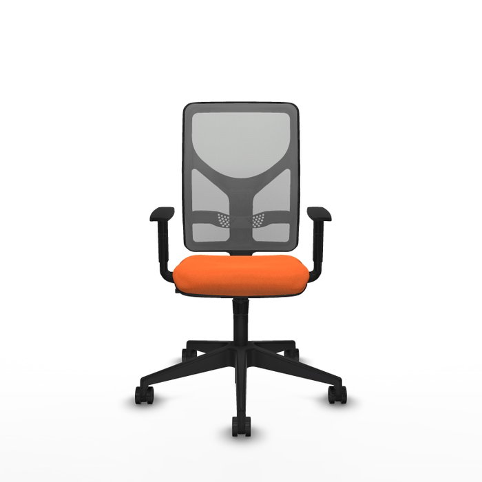 PIQUERAS Y CRESPO Chaise Motilla Synchro Orange et Gris, Base pyramidale noire, Accoudoir 1D PIQUERAS Y CRESPO Chaise Motilla Synchro Orange et Gris, Base pyramidale noire, Accoudoir 1D