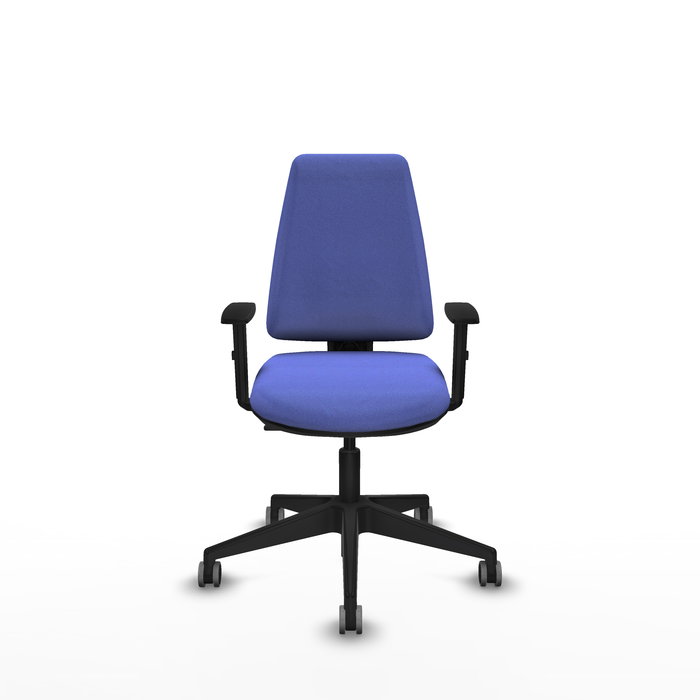 Chaise Elche Contact permament de base Tissu Bleu clair Base pyramidale noire Accoudoir 1D Sans appui-tête Roulettes 65mm pour moquette