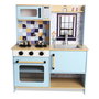 DEQUBE Cuisine Enfant En Bois 2 Modules avec Éclairage et Son (72x30x84cm) - 4 Ustensiles - Langues Multilingues - À Partir de 3 Ans