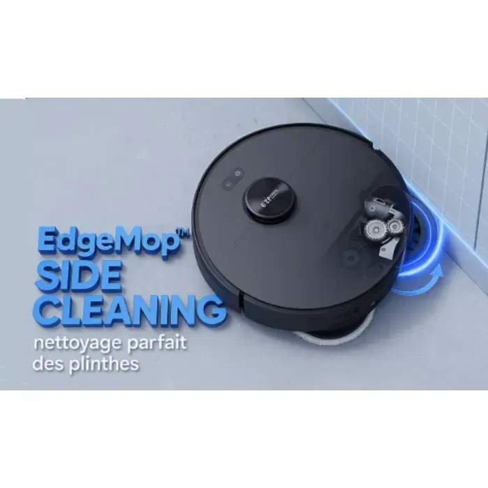 Eziclean PureFlow MAX - Robot aspirateur et laveur LiDAR avec station de vidage et séchage - 14000 Pa - Nettoyage automatique des serpillères - Jusqu'à 200 m² - Noir