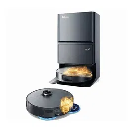 Eziclean PureFlow MAX - Robot aspirateur et laveur LiDAR avec station de vidage et séchage - 14000 Pa - Nettoyage automatique des serpillères - Jusqu'à 200 m² - Noir