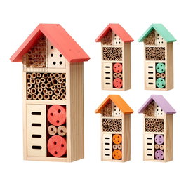 Progarden Hôtel à insectes bois pin bambou peuplier contreplaqué 130 x 85 x 260 mm couleurs assorties
