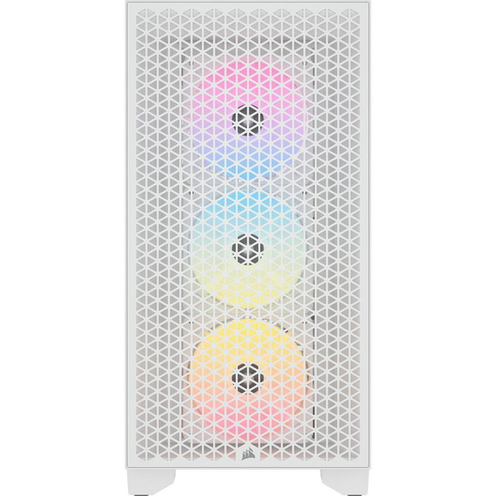 Corsair 3000D Airflow Boîtier PC Gaming ATX Moyen Tour Blanc, Panneau en Verre Trempé, 3 Ventilateurs RGB