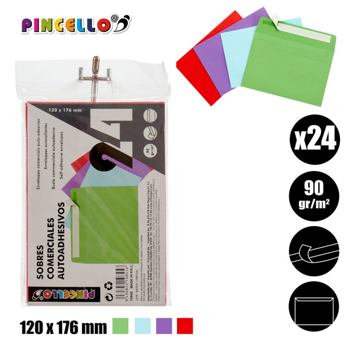 Pincello Sachet Commercial Assorti Couleurs 17.5 x 12 x 1 cm (Set de 48) Pincello Sachet Commercial Assorti Couleurs 17.5 x 12 x 1 cm (Set de 48)