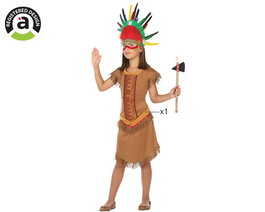 Déguisement Indienne Enfant Fille 7-9 Ans - Costume Lejano Oeste Far West en Polyester Marron