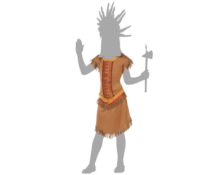 Déguisement Indienne Enfant Fille 7-9 Ans - Costume Lejano Oeste Far West en Polyester Marron