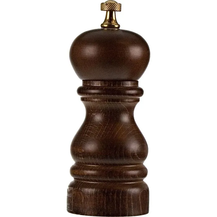 Bisetti Moulin à sel ROMA 13 cm en noyer - Moulin en hêtre avec mécanisme en acier, finition noyer, fabriqué en Italie