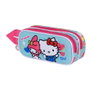 Karactermania Porte-documents 3D Friendship Hello Kitty Double - Pochette scolaire avec relief, 2 compartiments et zip - Dimensions : 9,5 x 22 x 8 cm, forré intérieur