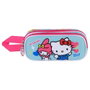 Karactermania Porte-documents 3D Friendship Hello Kitty Double - Pochette scolaire avec relief, 2 compartiments et zip - Dimensions : 9,5 x 22 x 8 cm, forré intérieur