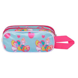 Karactermania Porte-documents 3D Friendship Hello Kitty Double - Pochette scolaire avec relief, 2 compartiments et zip - Dimensions : 9,5 x 22 x 8 cm, forré intérieur