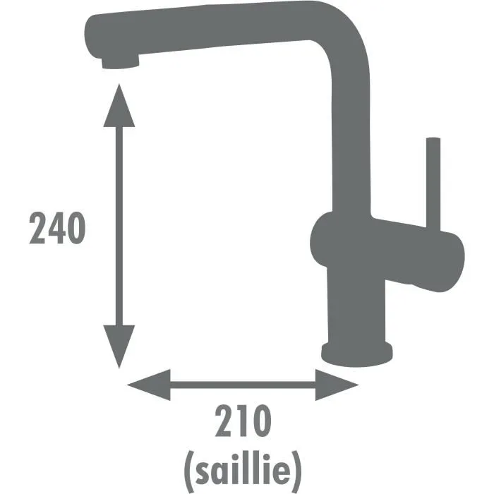 Edouard Rousseau CARRÉ - Mitigeur d'évier de cuisine avec douchette extractible, bec orientable, finition noir mat, débit réduit 6 L/min