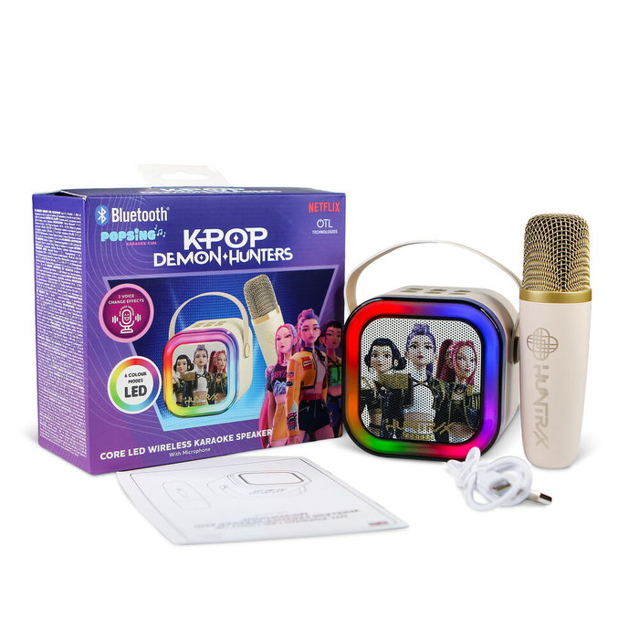 OTL TECHNOLOGIES Altavoz Karaoke 2 Micrófonos Cream Wireless Kpop Demon Hunter