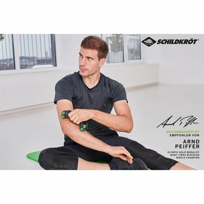Schildkrot Rouleau de massage ergonomique avec poignée Noir et Vert