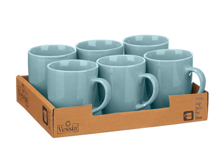 Vessia Jarra Mug Bleu Clair 330 ml 11 x 10,5 x 8,5 cm Céramique Brillant (Set de 24) Vessia Jarra Mug Bleu Clair 330 ml 11 x 10,5 x 8,5 cm Céramique Brillant (Set de 24)