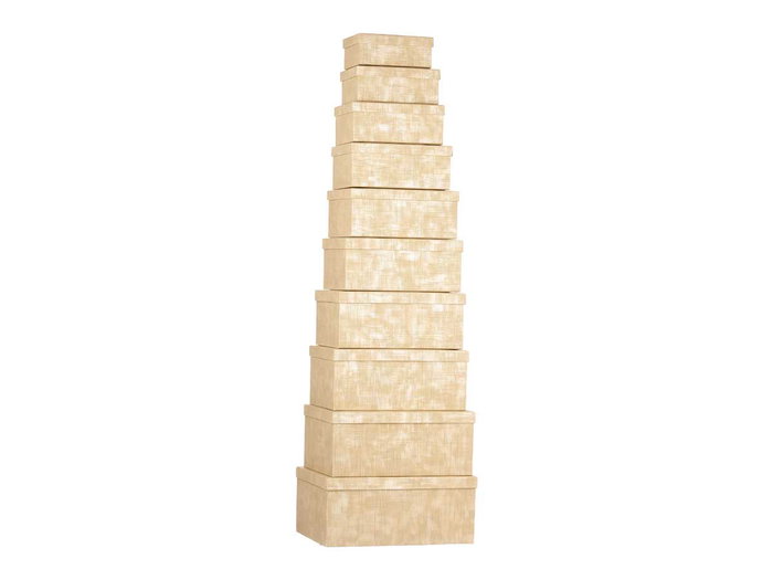 Pincello Lot de 10 boîtes en carton rectangulaires nature rayé 37.5 x 16 x 29 cm (Set de 2)