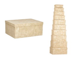 PINCELLO Set de 10 boîtes en carton rectangulaires Naturel Rayures