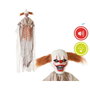 BigBuy Home Décoration d'Halloween Clown Suspendu Blanc avec Lumière et Son