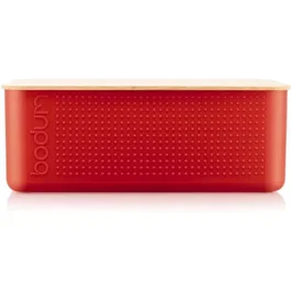 Bodum 11555-04 BISTRO Boîte à pain Grand Modèle Couvercle Bambou Rouge